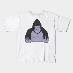 Grumpy Gorilla Holding Middle Finger Kids T-Shirt